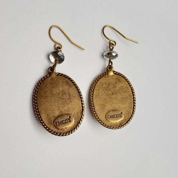 Chico's French Wire Back Pierced Multi Colored Oval Earrings - Picture 2 of 6